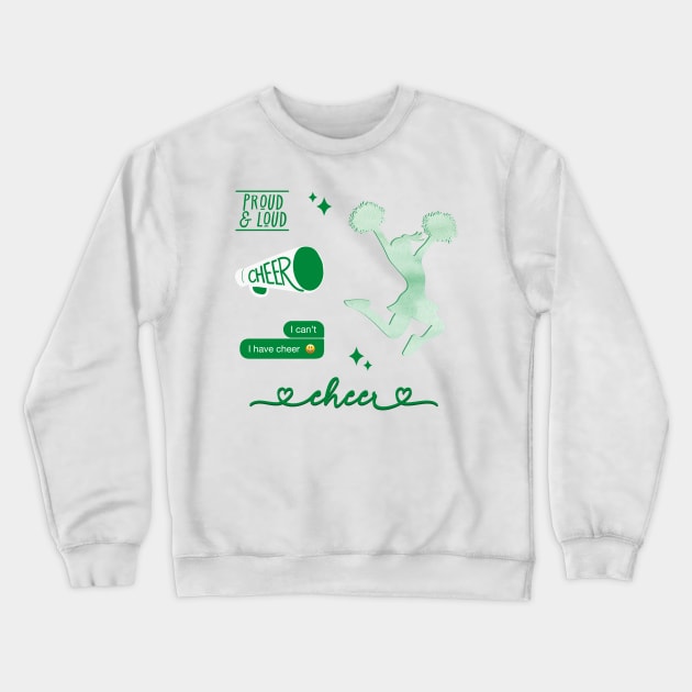 Kelly Green Watercolor Cheer Cheerleading Pack Crewneck Sweatshirt by The-Goods